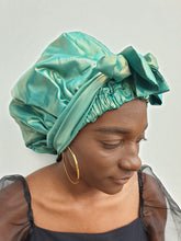 MPG Store Hand Made African Print Reversible Bonnets (Green Satin and African Print). UK Delivery Only. Fast Delivery 4 Days