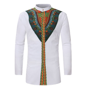Mens Hipster African Print Dashiki Dress Shirt 2019 Brand New Tribal Ethnic Shirt Men Long Sleeve Shirts Africa Clothing Camisa