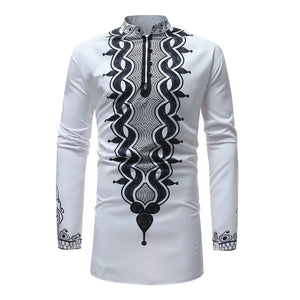 Mens Hipster African Print Dashiki Dress Shirt 2019 Brand New Tribal Ethnic Shirt Men Long Sleeve Shirts Africa Clothing Camisa