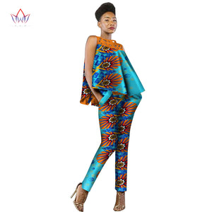 New Fashion African Dress Women 2 Pieces Set Women Sleeveless and Casual Tops Dashiki Print Pants African Women Clothing WY2339