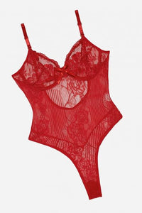 MPG Store Red Lace Bodysuit Lingerie