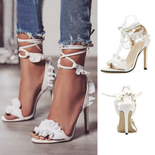 Sexy Women Pumps Bridal Shoes Woman High Heels Floral White Shoes Lace Up Peep Toe Ladies Sandals Classic Pumps & Enlargers 43