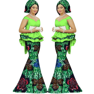Summer skirt set african dashiki women traditional bazin print plus size dashiki african dresses for women suit 2pieces WY1312 1