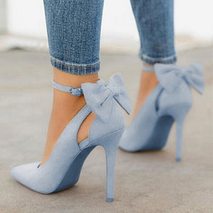 Women High Heels Brand Pumps Women Shoes Pointed Toe Buckle Strap Butterfly Summer Sexy Party Shoes Wedding Shoes Plus Size DE