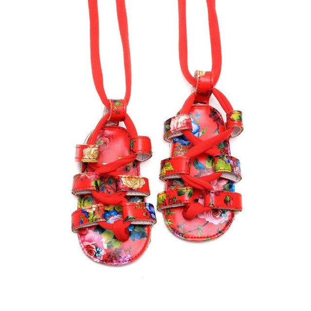 Baby Kids girl sandals shoes summer 2017 Bandage Cross-tied Shoes Girl Toddler Printed soft shoes girls