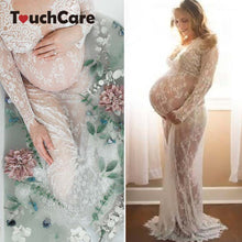 Touchcare Lace Dresses Maternity Photography Props Transparent Pregnant Evening Dress Photo Shoot Gown Hollow Out Beach Clothes