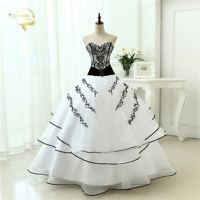 Vestidos De Noiva Hot Sale 2019 New Arrival  Wedding Dresses Classical A line White Black Women's Vintage Ball Gown OW 0199