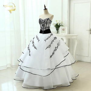 Vestidos De Noiva Hot Sale 2019 New Arrival  Wedding Dresses Classical A line White Black Women's Vintage Ball Gown OW 0199