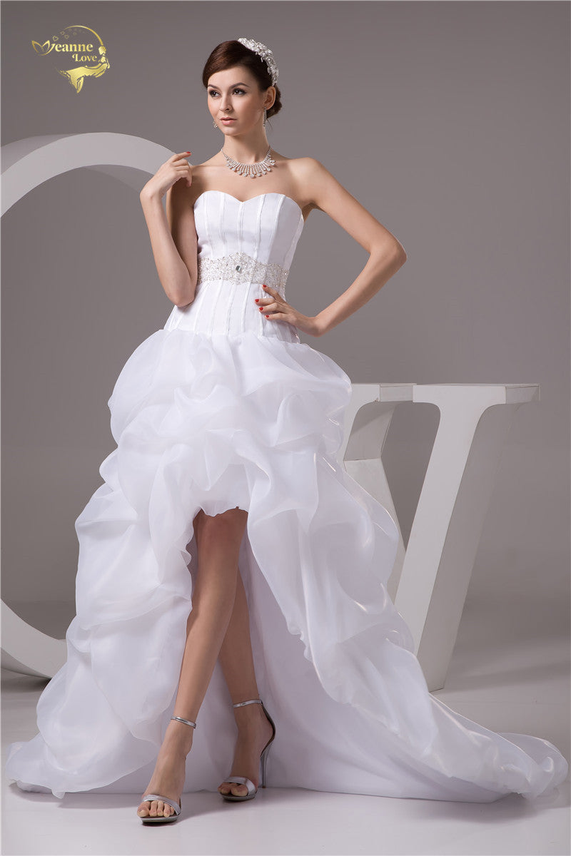 New Arrival White 2019 Wedding Dresses Sweetheart A Line Rhinestone Beading Organza Bridal Gown Vestidos de Novia Plus Size 5780