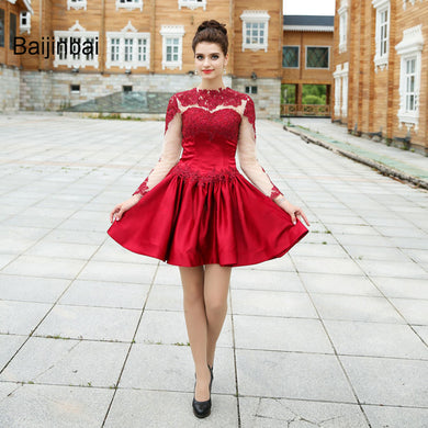 Baijinbai Pretty Women New Red A-Line Homecoming Dresses 2019 Knee Length Full Sleeves Vestido De Festa Short Party Dresses79221